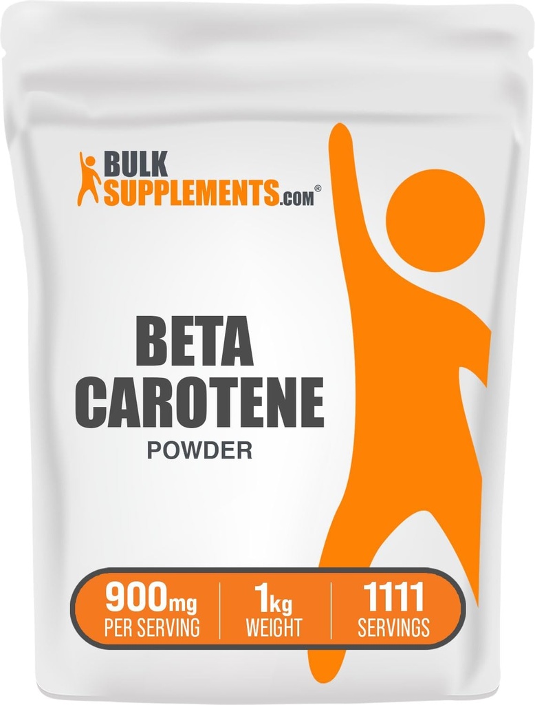 BulkSuplements.com Beta Carotene Powder - Beta Carotene Suplemen, Vitamin A Suplemen Imune dan Vision Dukungan - Gluten Bebas, 900mg per Serving, 1kg (2.2 pon) (Paket 1)
