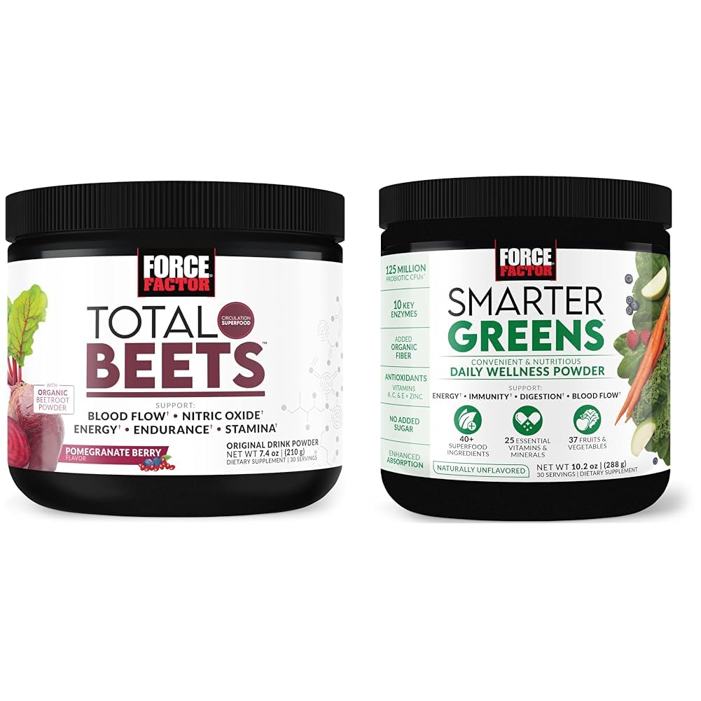 Angkatan Factor Total Beats Minum Mix Powder Superfood dengan Nitrate untuk Mendukung Sirkuit, Darah & Flow & Smarter Pembiakkan Bubuk Harian Wellness untuk Mendukung Energi, Keberdayaan & Ketegangan