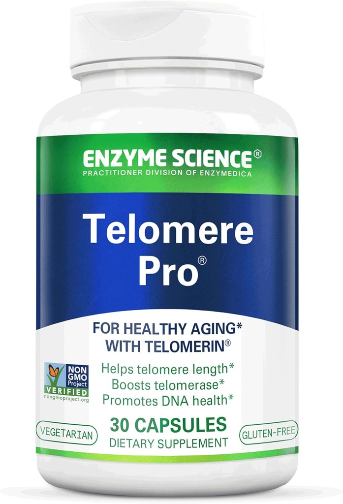 Enzyme Science Telomere Pro 124; Supports Cellular Health, Production Energy, and Healthy Aging 126; Formulated with Vitamin D3, Rhodiola dan Astragalus 124; Natural Telomerase Suplemen Supplemen, 30