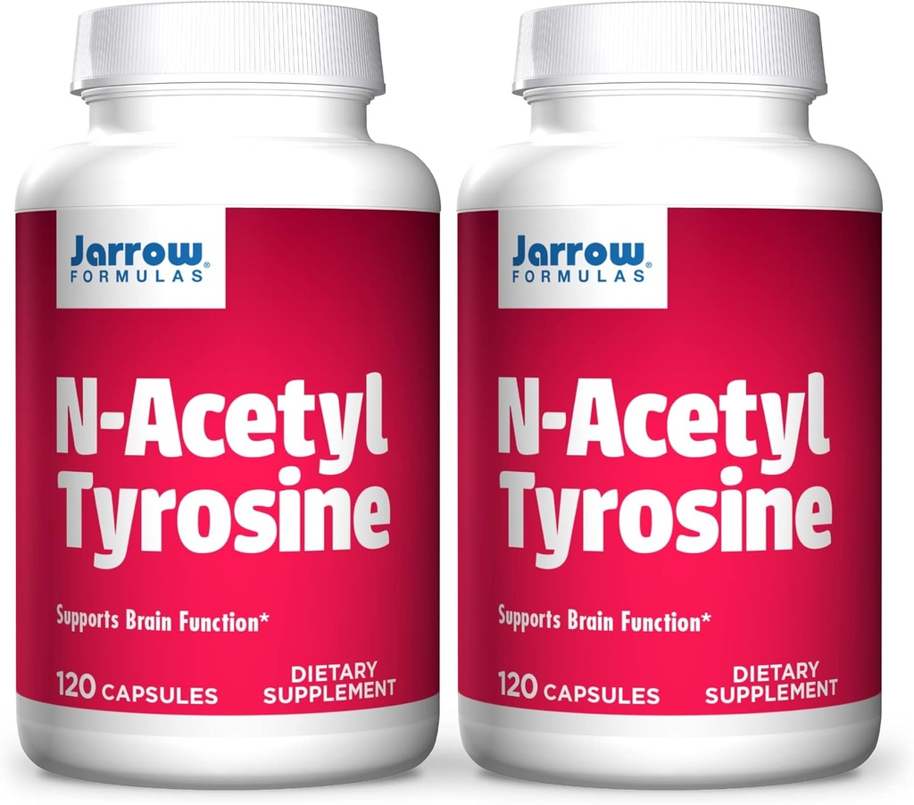 Jarrow Formulas N-Acetyl Tyrosine 350 mg - 120 Capsules, Paket 2 - Pendukung Fungsi Otak - Berisi Vitamin B6 untuk Amino Acid Metabolisme - 240 Total Servings