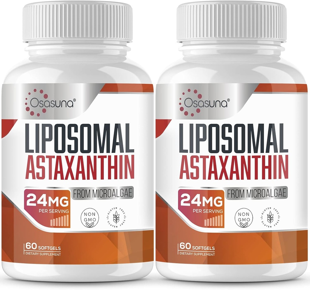 Suplemen Litomal Astaxanthin 24MG, Peledak Maksimum, Antioksidant Lebih Kuat dari VIT C, Non-GMO & Gluten Bebas - 120 Softgels (4 Bulan Suppply)