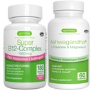 Super B12-Kompleks 1000mcg + Adptogen Action Adaptogen Complex, L-Theanine & Magnesium Bundle, Abligation Sublinual Vitamin B12 + Multi Action Adaptogen, oleh Igennus