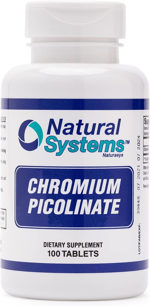 Kromium Picolinate 200 Mcg 100 Tablet oleh Natural System - Kromium Suplemen untuk Lifestyle Aktif - Penyimpangan Kromium Absorpsi Excellent - Non Sugar Chromium Capsules