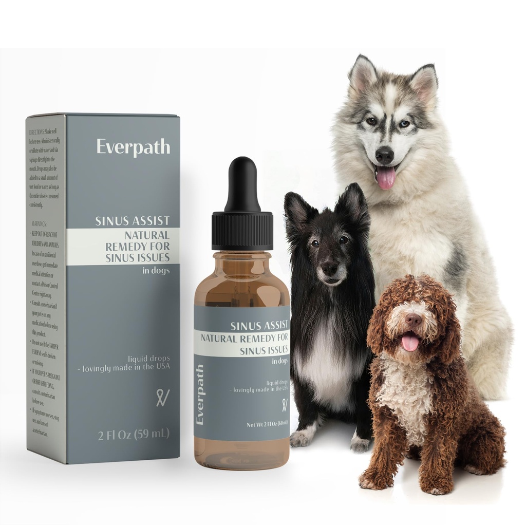 Everpath Sinus Dukung untuk Dogs - 2 Fluid Ounces / 60mls 12.4; USA Made Alag4; Support Sinus Health and Relief; Relief for Allergies, Conbuble & Acute Sinusitis 124; Natural Solution for Pets