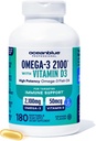 Minyak Ikan Profesional Oceanblue dengan Vitamin D3 124; Triple Kekuatan 2100mg Omega 3 DPA DHA 124; Wild Caught 126; Burpless Orange Flavor, 90 Count