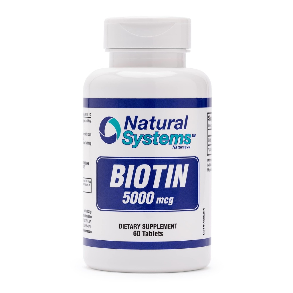 Biotin 60 Tablet 5000 mcg oleh Natural Systems 124; Biotin Growth Rambut Mendukung Pil 126; Rambut Skin Nails Vitamin untuk Pria dan Perempuan; Biotin Tambahan Sel Membentuk