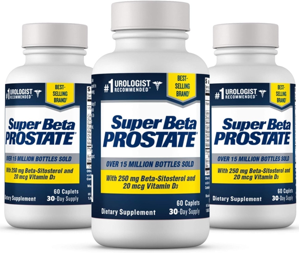 SuPER BETA PROSTATE Tambahan Dukungan untuk Kesehatan Pria - Mengurangi Trips Kamar mandi, Tidur Cepat, Lebih Baik Mengosongkan Dan Sehat Prostat, Beta Sitosterol - 60 Count (Paket 3)
