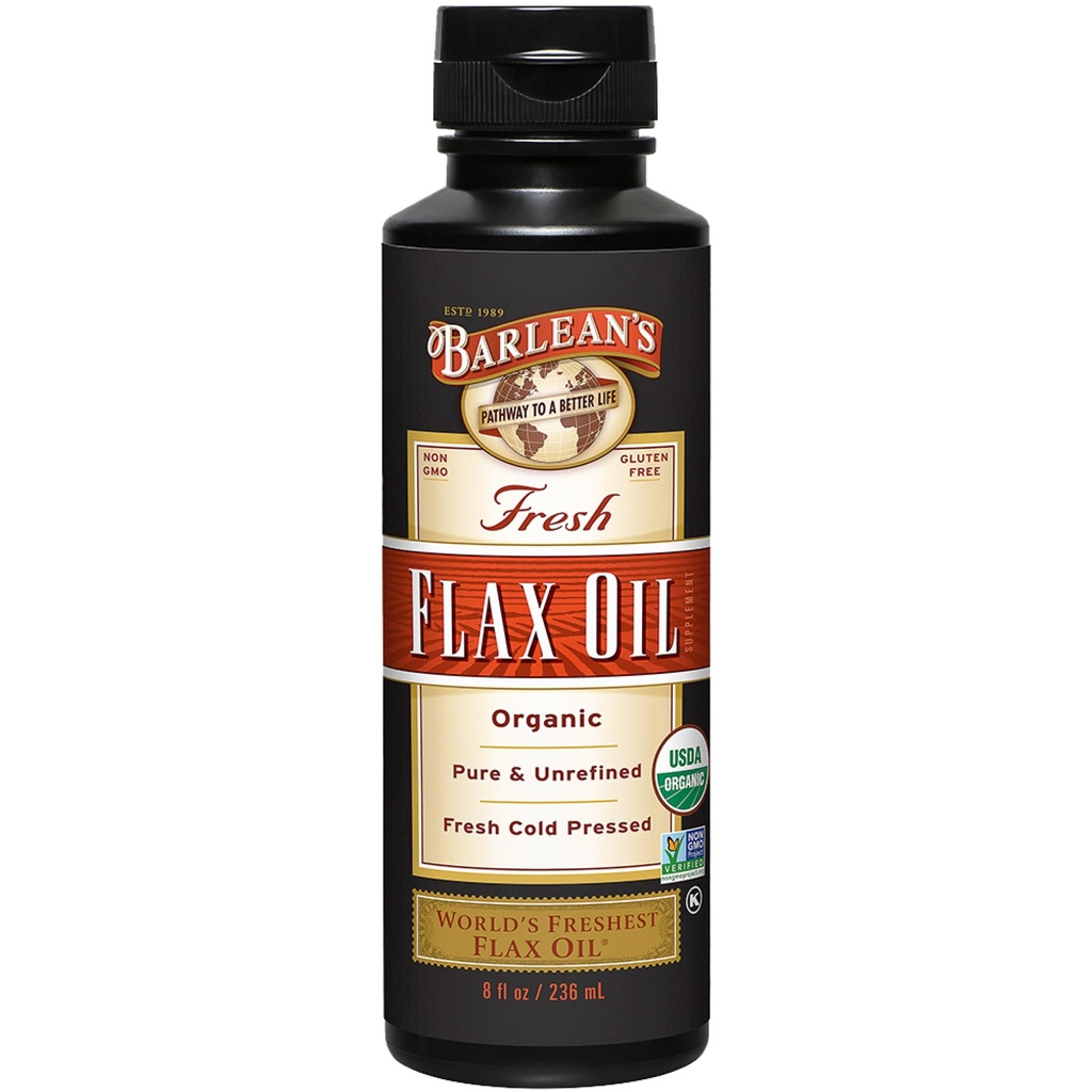Cairan Oil Flaxseed Barlean dari Seed Menekan Dingin, 7.640mg ALA Omega 3 Gemuk Acid untuk Skin and Hair Care, Vegan & Gluten Bebas, 8 oz