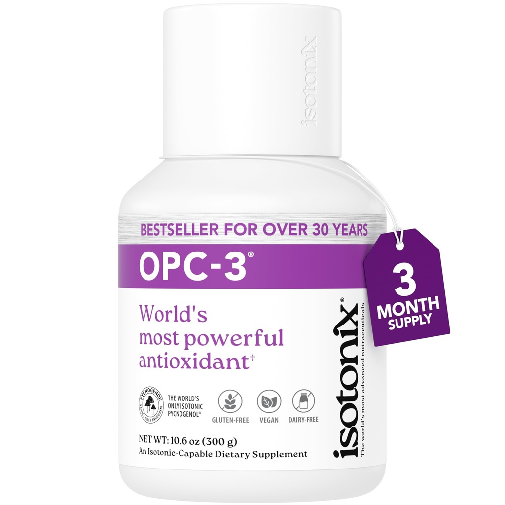 OPC-3 Isotonix - Antioksidant Suplemen - Pycnogenol, Grape Seed Extracts, Bilberry, Red Wine & Pine Bark Extracts - untuk Dukungan Hati & Sirkuit - Isotonik, Vegan, Gluten Free - 90 Servings