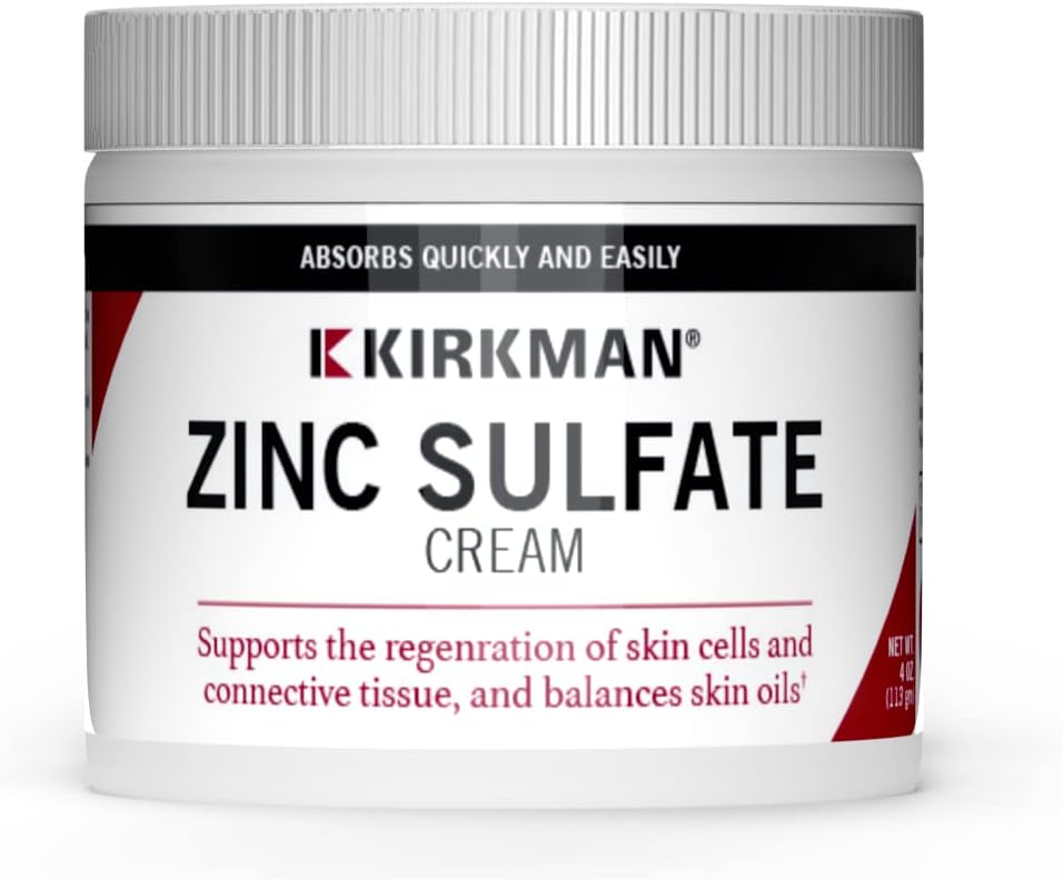Kirkman - Zinc Sulfate Topical Cream - 4 fl oz - Fast Absorpsi - 10% Zinc Sulfate - Hypoallergenic
