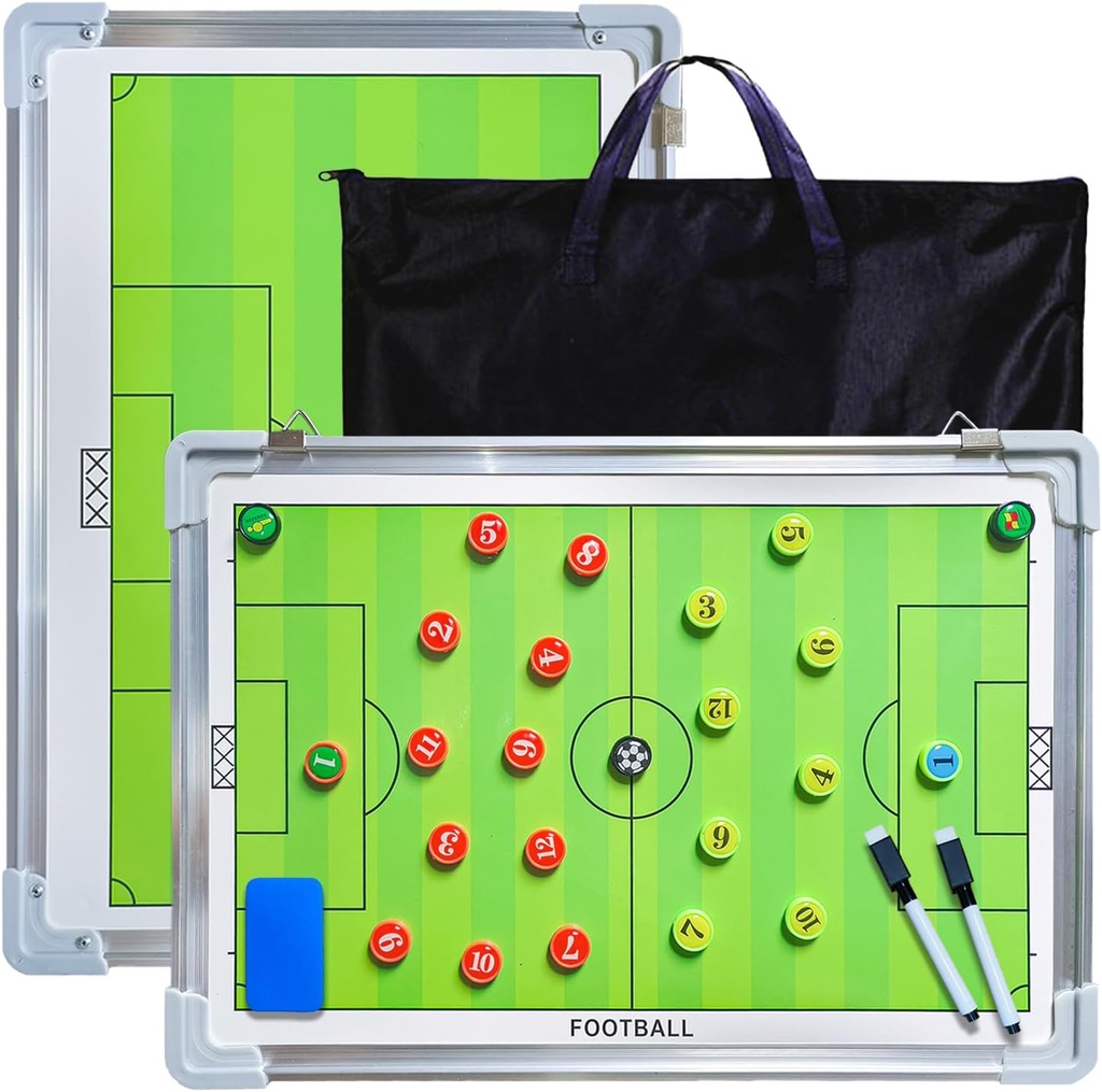 Papan Klip Soccer Soccer Vie Magnetic Cosaching Taktik, Portabel Soccer untuk Coaccer Soccer Dry Erase Whiteboard Strategy Battical Blackboard Coach Board dengan Pemain Markers, Pen dan Eraser