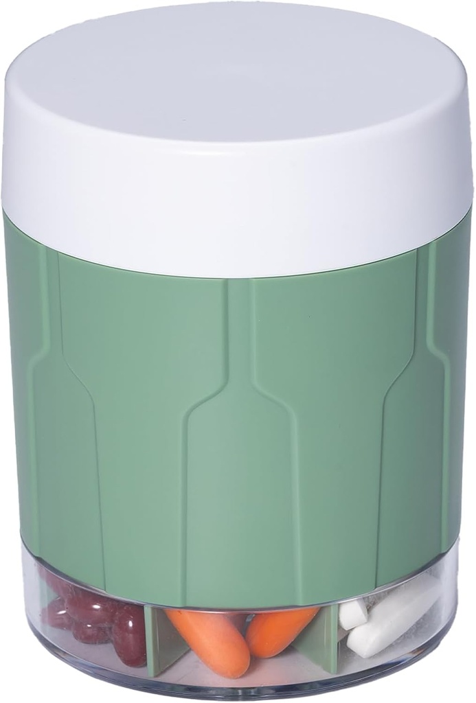 Betife Extra Large Suplement Adplement Organizer, Weekly Pill Organizer Bottle, Daily Pill Discenser dengan 7 Large Comments, Organisasi untuk Memegang Obat Vitamin 7 Hari, 21 Label dan Cleaning Brush Green