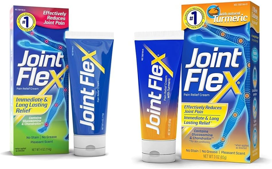 JointFlex Arthritis Pain Relief Cream, 4 Oz and 3 Oz Tubes with Turmeric and Crisome Delivery