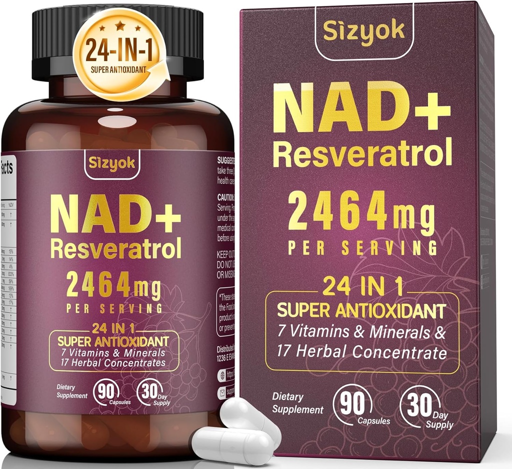 Tambahan NAD, Lipomal NAD + Tambahan dengan Resveratrol, NAD Resveratrol Tambahan - Boost NAD + untuk Penuaan Pertahanan, Energi, Fokus - Ultra Antioksidant Capsules = 32