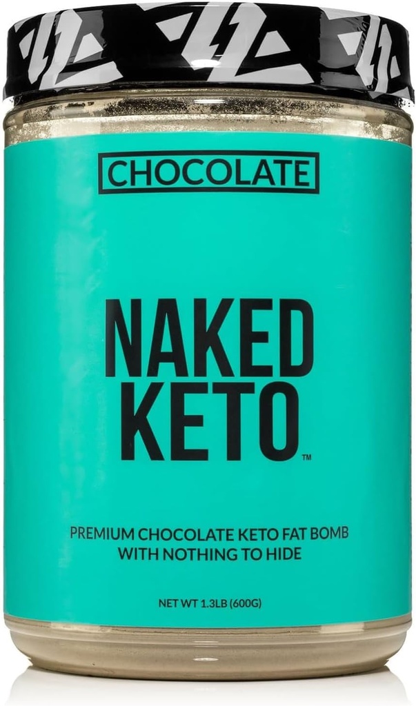 Chocolate Keto Telanjang - Premium Chocolate Keto Fat Bomb Powder - Nothing Artificial - Gluten- Free Keto Bomb Chocolate Mct Oil Powder dengan No Gmos - 1.3 Lb