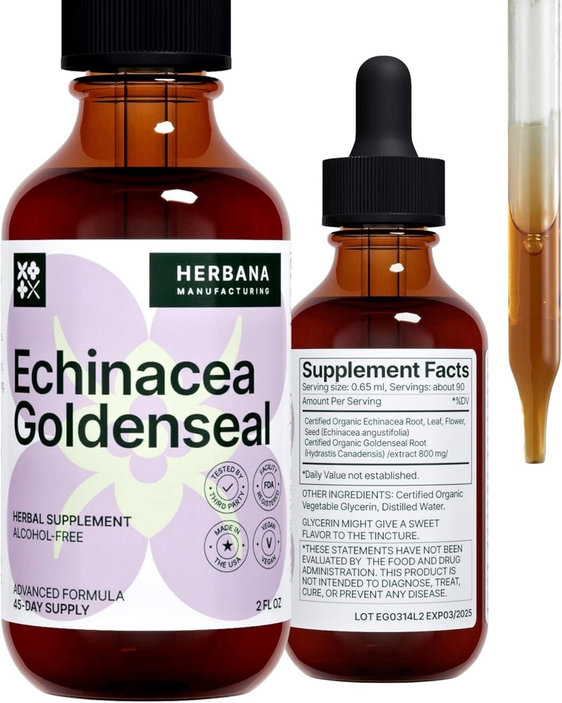 Echinacea dan Goldenseal 2 quid Extract oz - Natural Herbal Suplement
