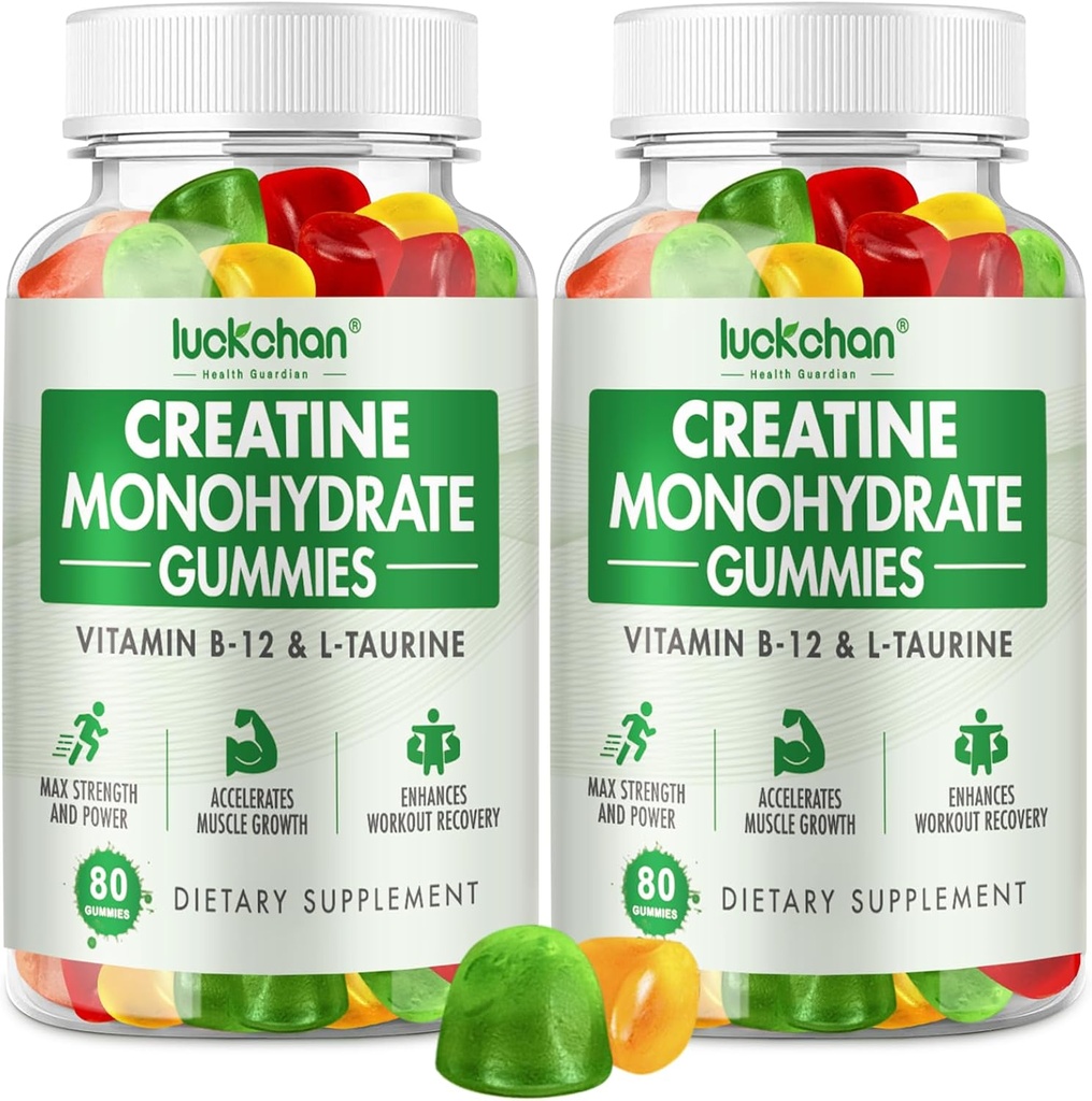 Cretine Monohydrate Gummies 5g - Creatine for Women & Men - Pre Workout Suplement for Muscle Strenger, Muscle Builder, Energy Boost Low Sugar Chewable Creatine Gummies 160 Count