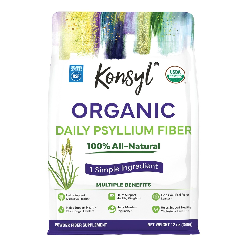 Konsyl Organic Psyllium Husk Powder, 5g Tanaman berbasis Soluble Fiber per Serving - USDA Organik, Non-GMO, Gluten Free, Sugar Free, Vegan, 12 Ounce (Paket 1)