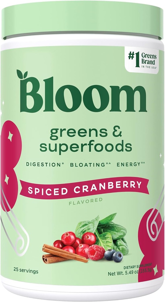 Beat Nutrition Superfood Prefood Powder, Enzymes Digetical dengan Progories dan Pregres, Gut Health, Bloating Relief for Women, Chlorella, Green Juice Mix dengan Beet Root, 25 SVG, Spiced Cranberry
