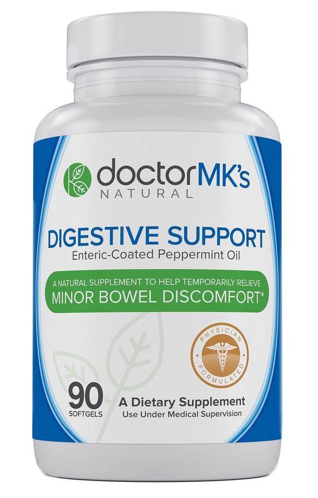 IBS Relief Suplement by Doctor MK 's ®, 90 Capsules of Entertaic Coated Peppermint Oil, Irritable Bowel Syndrome, Digetsy Support Formula