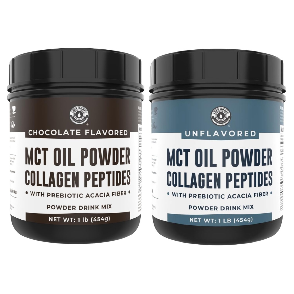 Performance Pantai Kiri Chocolate MCT Powder & Collagen Peptides, 1lb + Unfetatored MCT Oil Popper & Collagen Peptides, 1lb