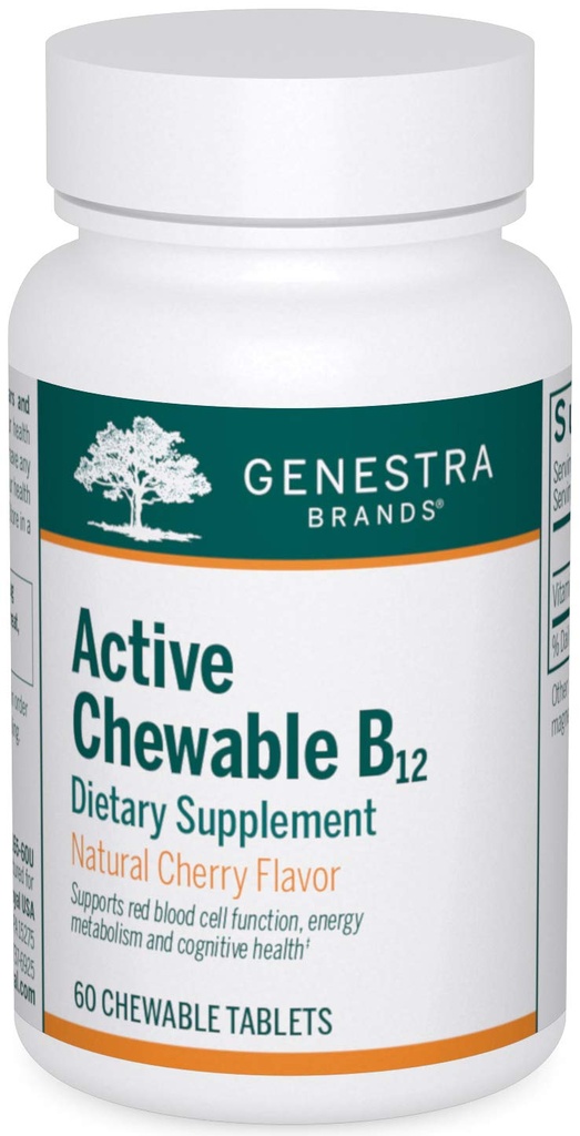 Genestra Brands Aktif B12 = 124; Mewable Vitamin B12 Tablet 12.4; 60 Tablet Chewable = 124; Clature Cherry Flavor Alam