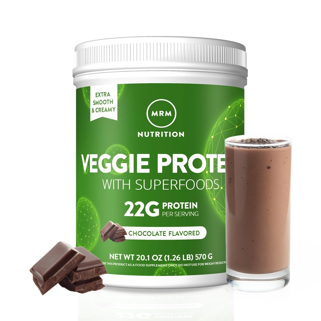 MRM Nutrition Veggie Protein dengan Superfoods 124; Chocolate Flavored 124; 22g Complete Protein 124; Lebih dari 8,8g Estile Amino asam 124; 13 superfoods 124; dengan Omega 3s dan Omega6s 124s; Keto Friendly 124; 30 Pegawai