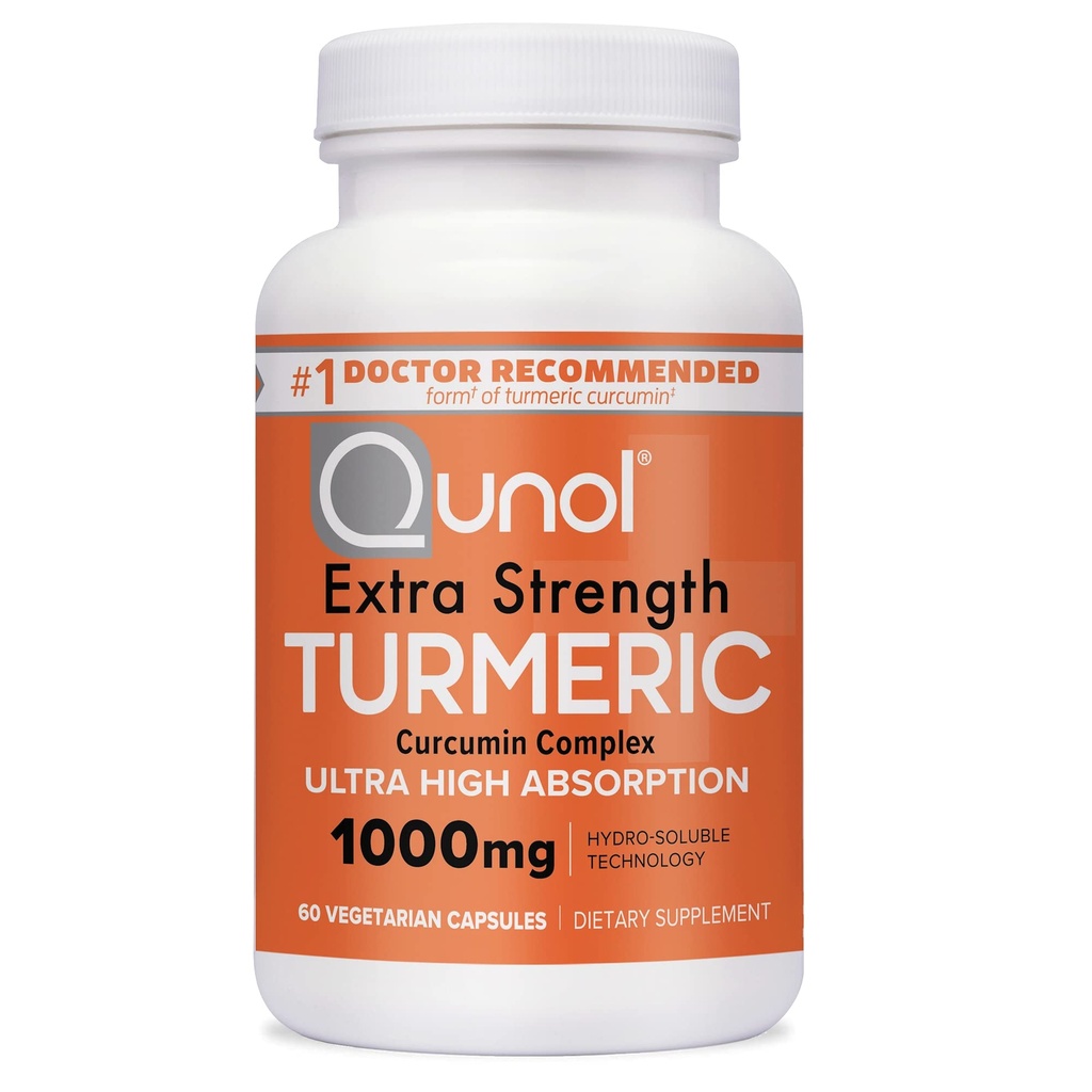 Quhol Turmeric Curcumin Capsules, 1000mg Extra Strength Suplement, Patented Hydro- Soluble Technology, Alternatif Turmeric Curcumin dengan Black Pepper, 60 Vevgie Capsules