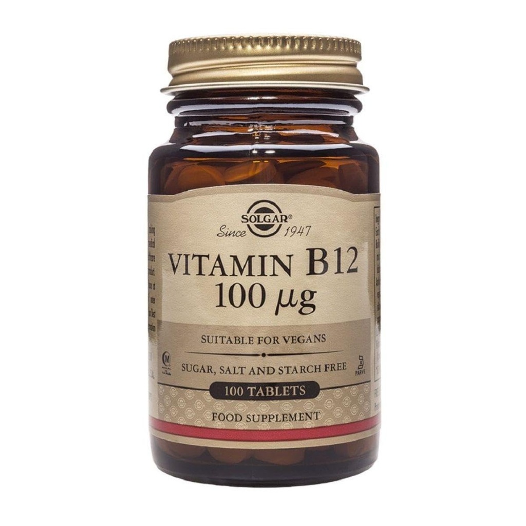 Solgar Vitamin B12 100 mcg - 100 Tablet - Energi Metabolisme & Sistem Gugup Dukungan - Non-GMO, Vegan, Gluten & Dairy Free, Kosher, Halal - 100 pelayan