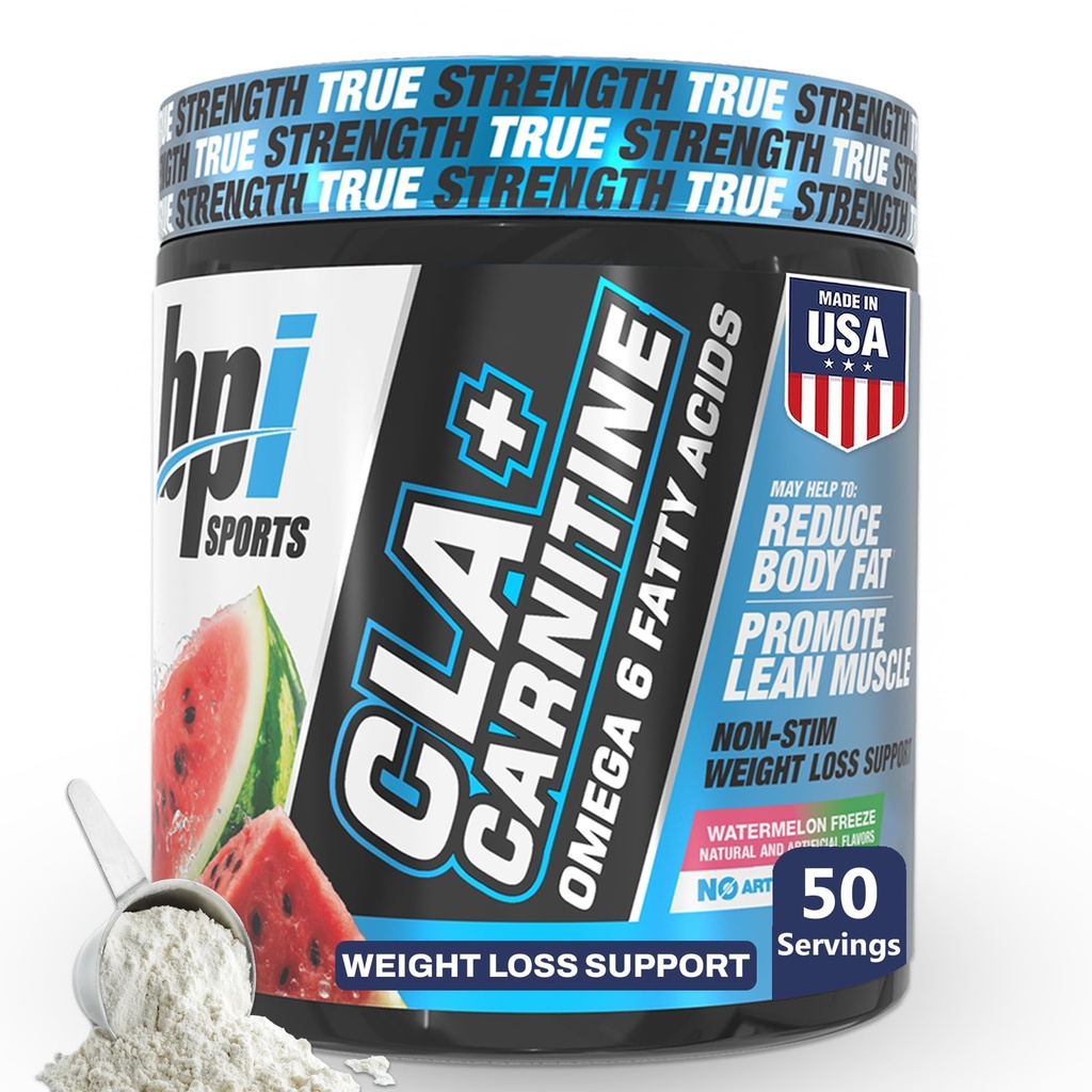 BPI Sports CLA + Carnitine - CLA L Carnitine & Linoleic Acid - L Carnitine Suplement for Weight Loss, Metabolism & Lean Muscle - Caffeine Free - Watermelon Freeze - 50-34 oz