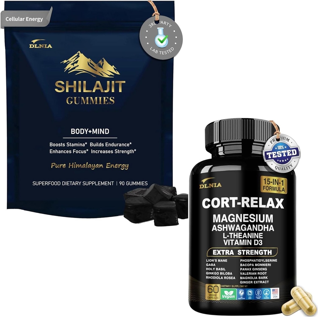 Shilajit Ashwagandha Gummies & Magnesium Calm Suplemen Duo