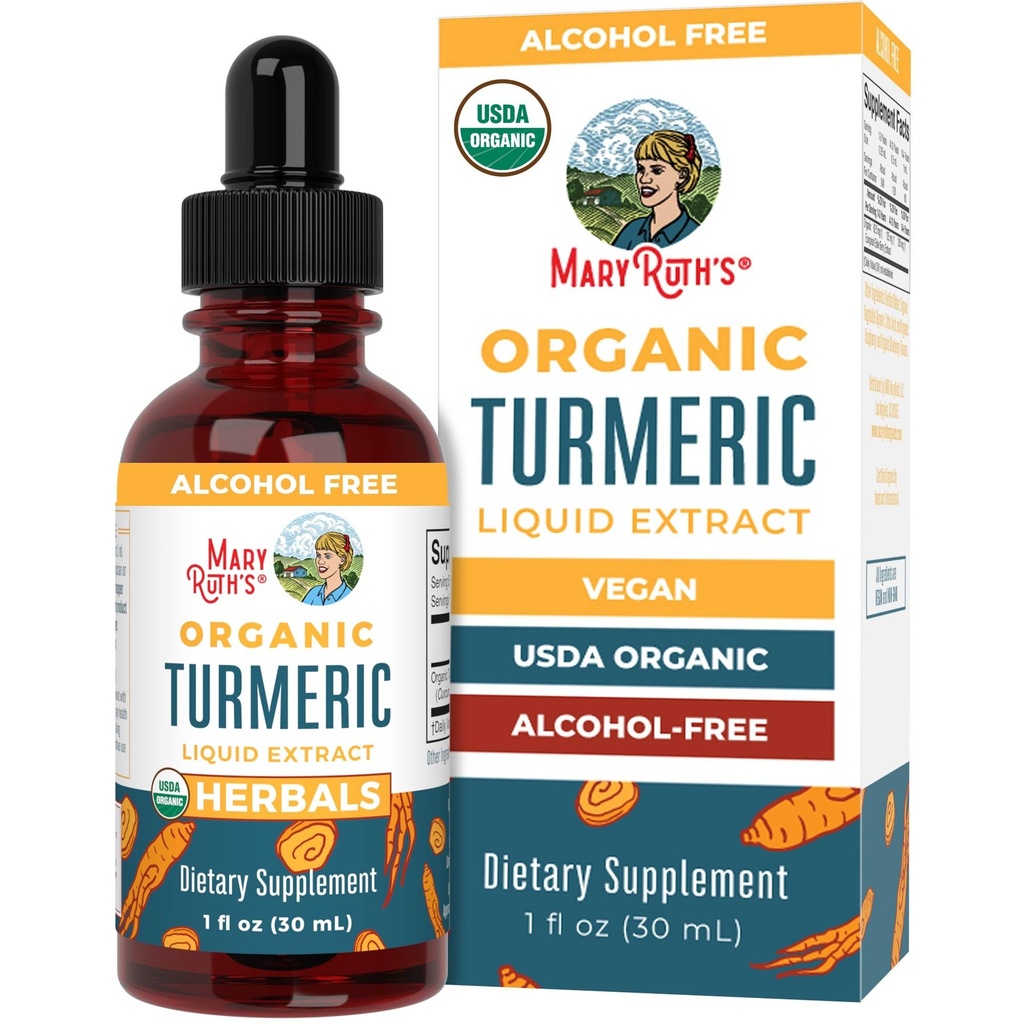 MaryRuth Organik Liquid Turmeric Extract 124; Sugar Free Extract 124; USDA Organic 124; Organic Turmeric Supplemen 12.None-GMO 124; Gluten Free 124; Vegan 124; Alcohol- Free Tincture 124; 1 Fl Oz