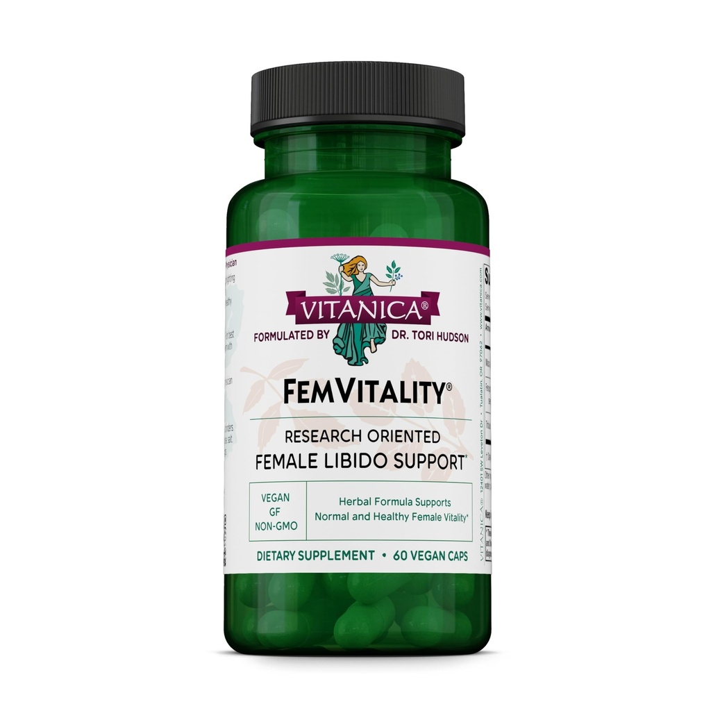 Vitanica FemVitalitas Libido Suplemen Perempuan, Perempuan Libido Booster Alam untuk Perempuan, Meningkatkan Intimate Drive, Keinginan dan Stamina, Membantu Vaginal Dryness, Vegan 60 Kapsul