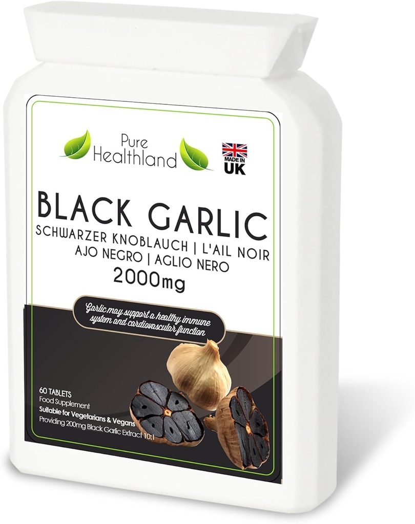 Suplemen Kulit Hitam Bebas Gluten- Bebas Odorless - Potensi Tinggi Terkonsentrasi dari Bulb Bawang Baru - Biara Vegetarian & Vegan - Dibuat di Inggris (1 Botol)