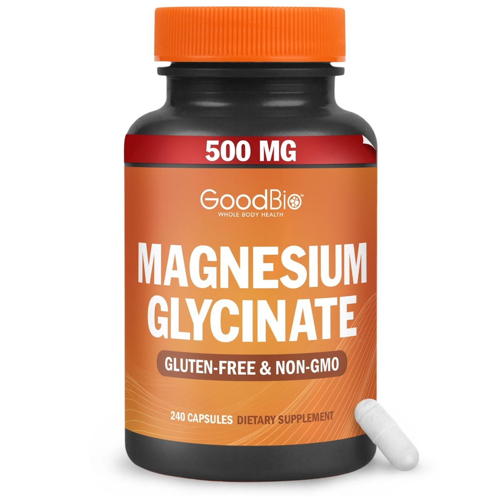 Magnesium Glycinate - High Absorpsi Magnesium Suplemen 500mg Per Serving for Stress Relief, Sleep, Heart and Bone Health, Nerve Dukungan - Non-GMO, Gluten- Free, Lembut pada Stomach, 240 Capsules