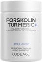 Codeage Forskolin, Murni Forskolin + Organic Turmeric Root Pounder, 95% Curcuminoids + Bioperine Black Pepper - 20% Standardisasi Coleus Forskohli Tambahan - Non-GMO - 90 Capsules