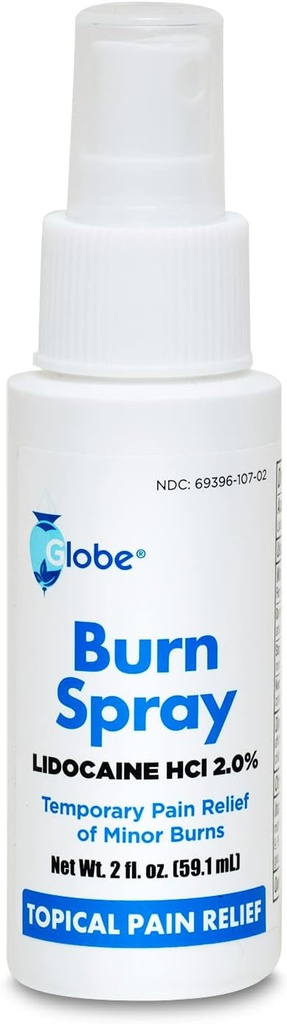 Globe Burn Spray, Lidocaine 2%. Relief Sakit Anestesi Topik dan Nuklir 2 oz Spray Bottle