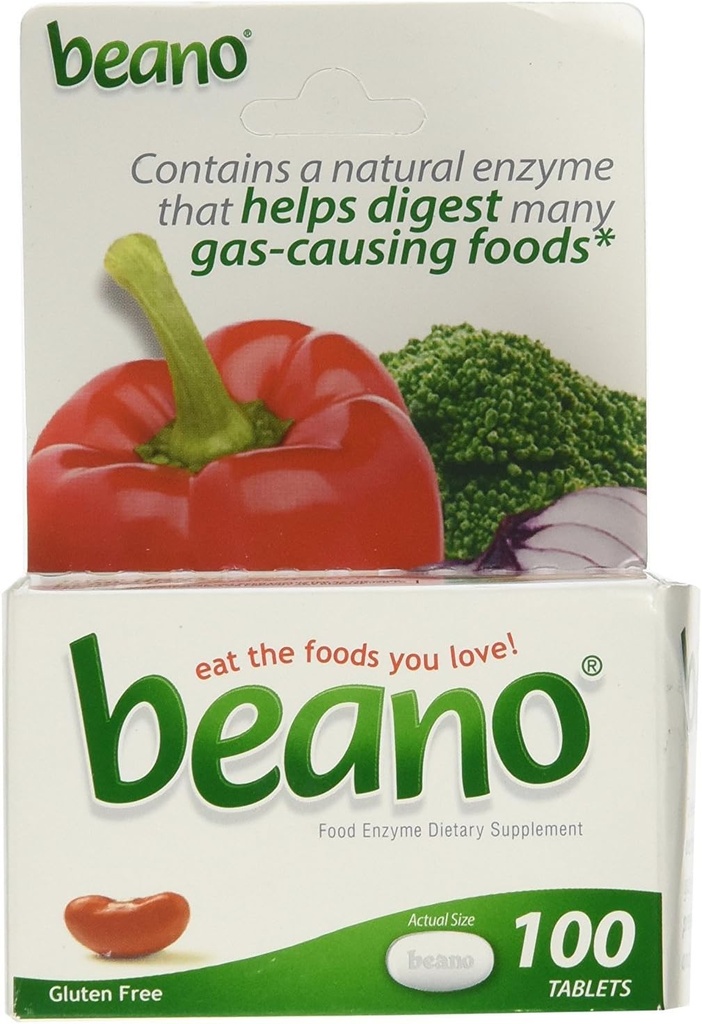 Beano Ekstra Pencegahan Gas dan Pembuangan Dukungan Tablets, Membantu Mencegah Bloating dan Ketidaknyamanan, 100 tablet