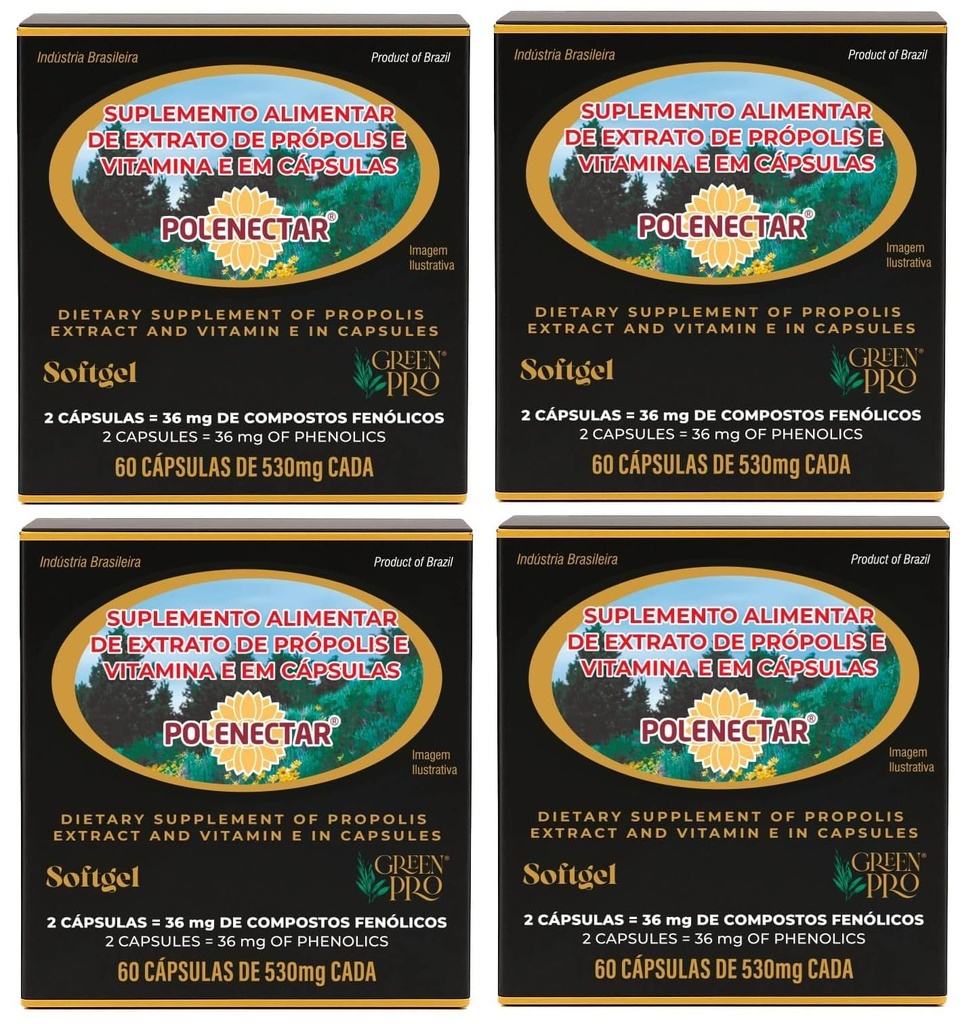 4 kotak Polenectar Brazil Green Bee Propolis 300 Milligram (60 Softgels)