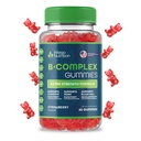 Gummies Kompleks Vitamin B untuk Orang Dewasa, B Kompleks Vitamin Suplemen Perempuan dan Pria, B Vitamin Kompleks Gummies untuk Kesehatan Energi dan Otak, Alami Strawberry Flavor, 60 Count