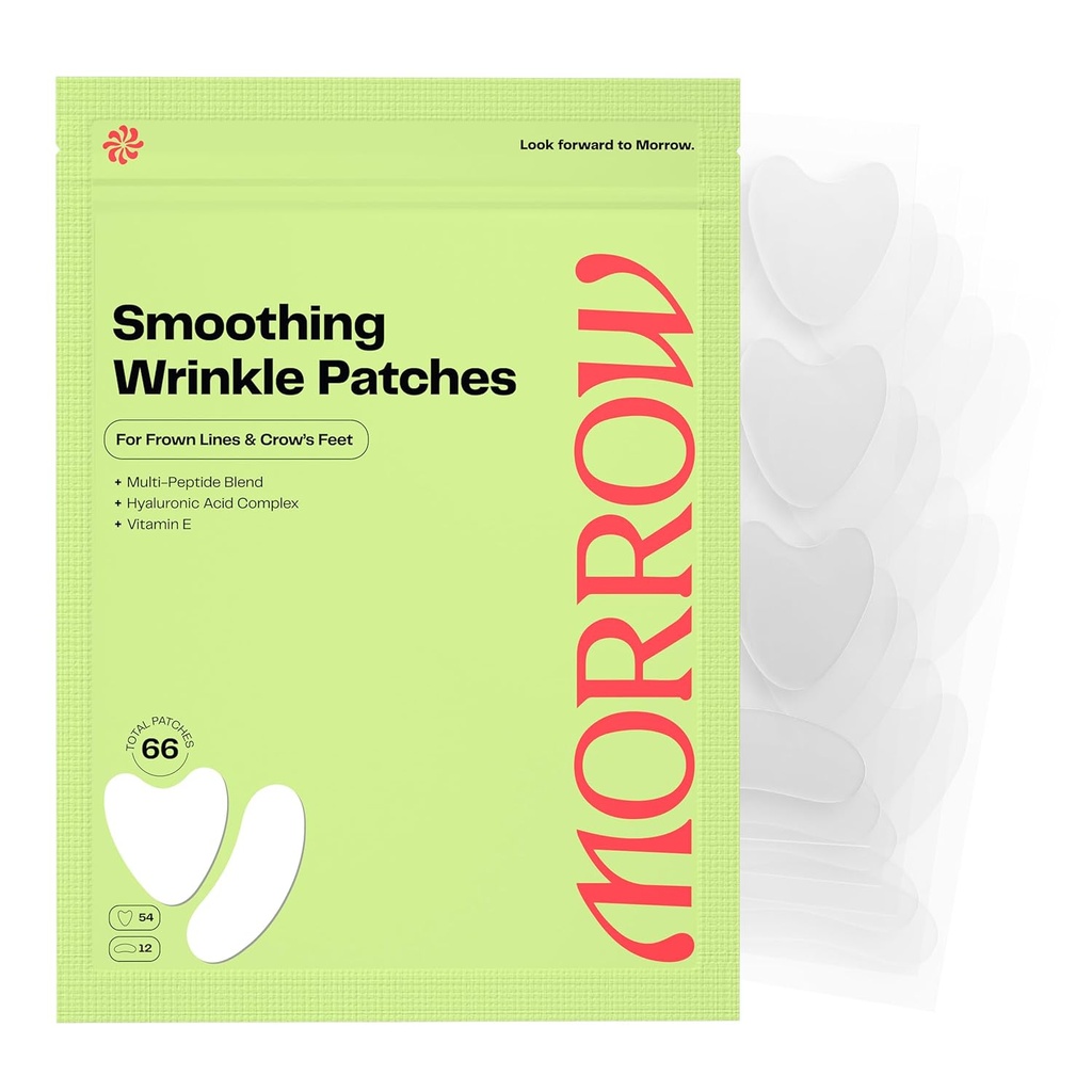 Morrow Beauty - Peptide- Dimasukkan Skothing Wrinkle Patch - Overnight Patch for Smootthing Fine Lines and Wrinkles, Anti Aging Stickers for Crow 's Feet, Elevens, Smile Lines (66 Count)