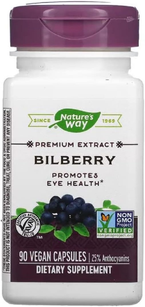Nature 's Way Bilberry Standardied Extract Veg Capsules 90 ea (Pack of 2)