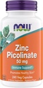 Suplemen, Zinc Picolinate 50 mg, Support Enzyme Functions, Ammune Dukung, Non-GMO, Kosher, Sustable for Vegan - 240 Vegetarian Capsules (Pack of 1)