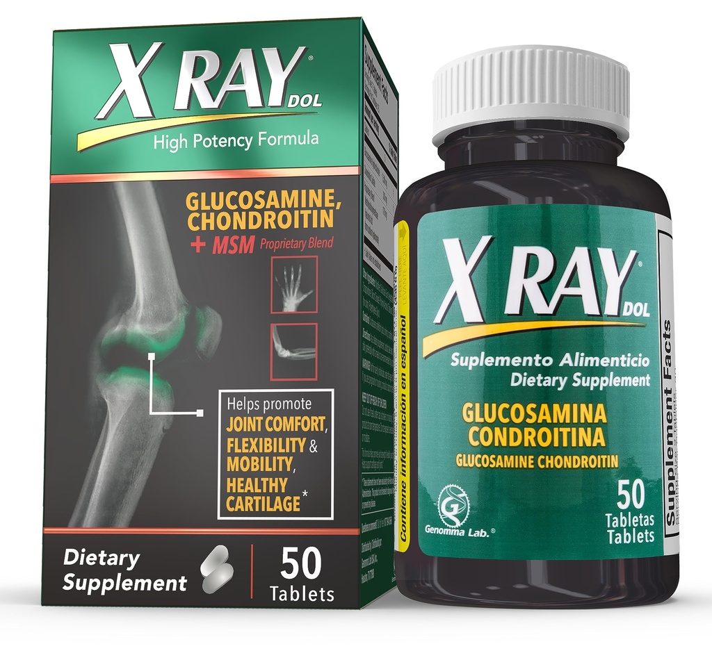 Potensi Kesehatan Gabungan Tinggi X Ray, dengan Glucosamin 1500mg, Chondroitin 300mg, MSM 120 mg, Dukungan Joints Sehat, Bones & Cartilage - 50 Count