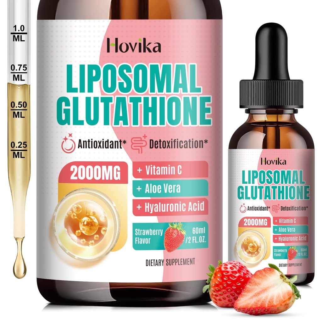 Lipomal Glutathione Suption Glutathione Drops with Vitamin C, Master Antioksidants for Immune System, Aging Defense, Skin Health, Liver Detoxment-Superior Absorpsi, Strawberry 2 Fl Oz