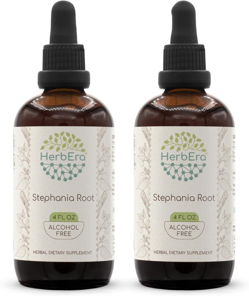 HerbEra Stephania Root B120 (2pcs) Alcohol-Free Herbal Extract Tincture, konsentrasi Liquid Drops Natural Stephania Root (Stephania Tetrandra) Root kering (2x4 fl oz)