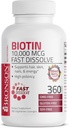 Bronson Biotin 10,000 MCG Lozenges Fast Dissolve High Potency Support Hair, Skin & Nails Mixed Berry Flavor - Non-GMO, 360 Vegetarian Lozenges