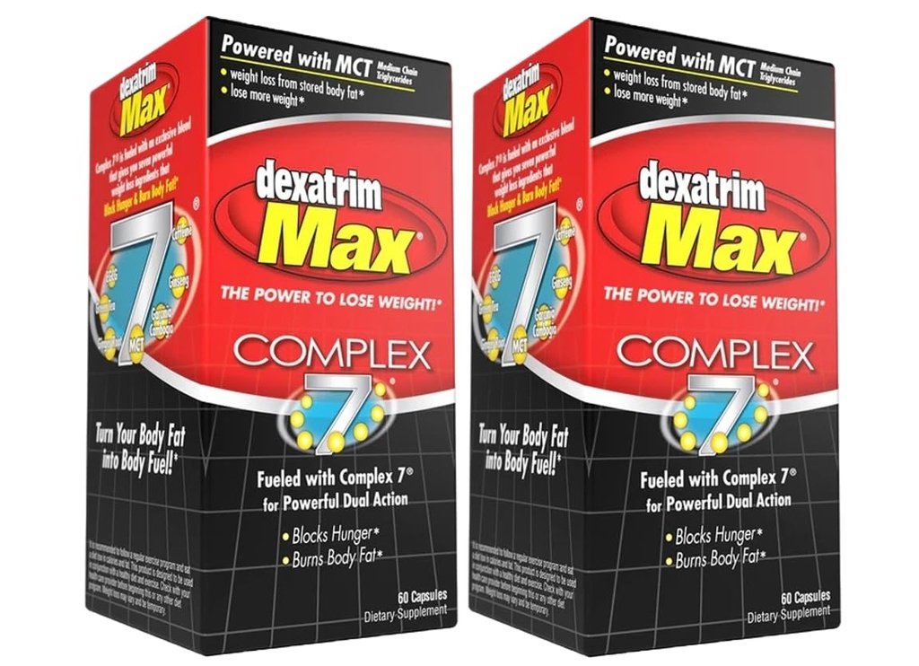 ILIOS Dexatrim Max Complex-7 Diet Pill to Lose Weight - 7 powerful Ingreents to Reduce Hunger & Body Fat, Fat Burner Suplemen, Weight Loss Pills for Men & Women, 2 Packs w / 60 Capsules Each