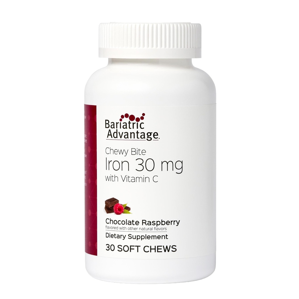 Bariatric Advices Iron Chewy Bite Chocolate Raspberry Truffle (30 mg iron, 60 mg vitamin c) 30 count