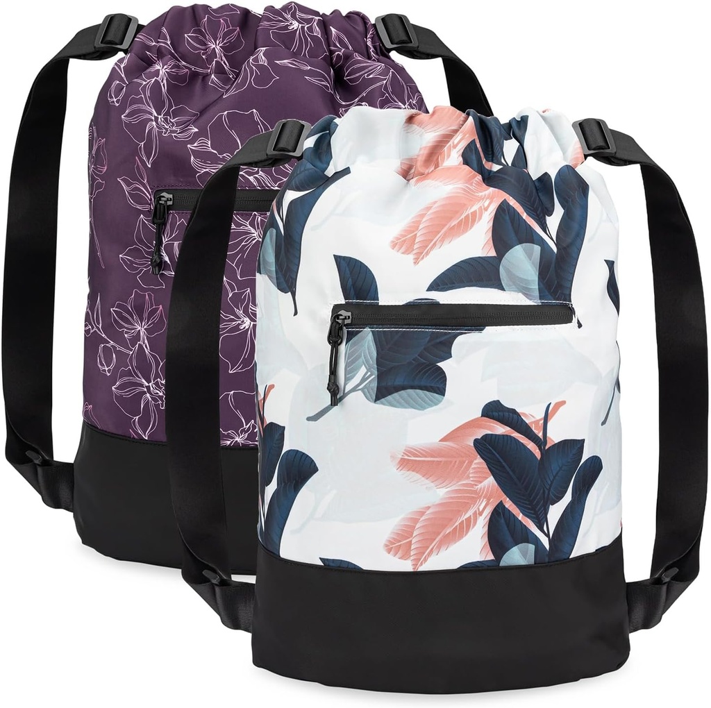 [2-Pack] Flex Cinch Drawstring Gym Bag for Women with Graphic Designs £124; Lighlable Lighweight Gym Pinch £124; Bagus untuk Gym Bag, Traveling, dan Overnight